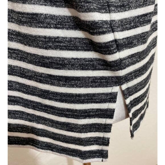 Banana Republic The Signature Tee Small Stripped Knit Top Mock Neck Stretch - Picture 4 of 9